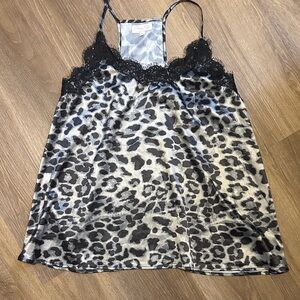 Pink Lily Animal Print Satin Lace Cami